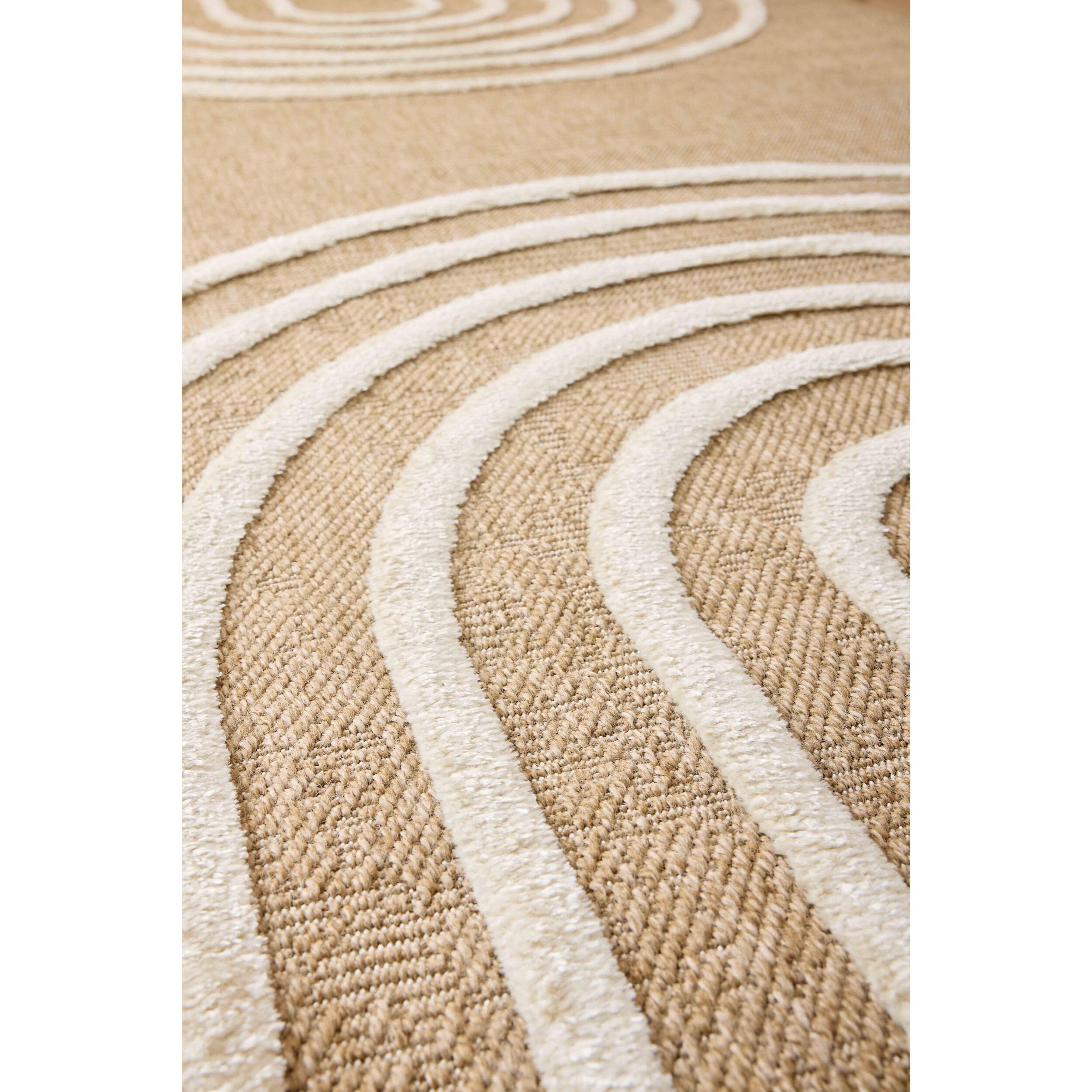 PALMA - Tapis aspect jute à motif arc en relief - Blanc