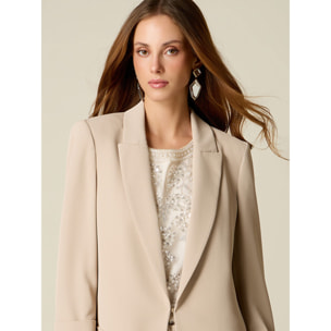 Oltre - Blazer recto con mangas de tres cuartos - Beige