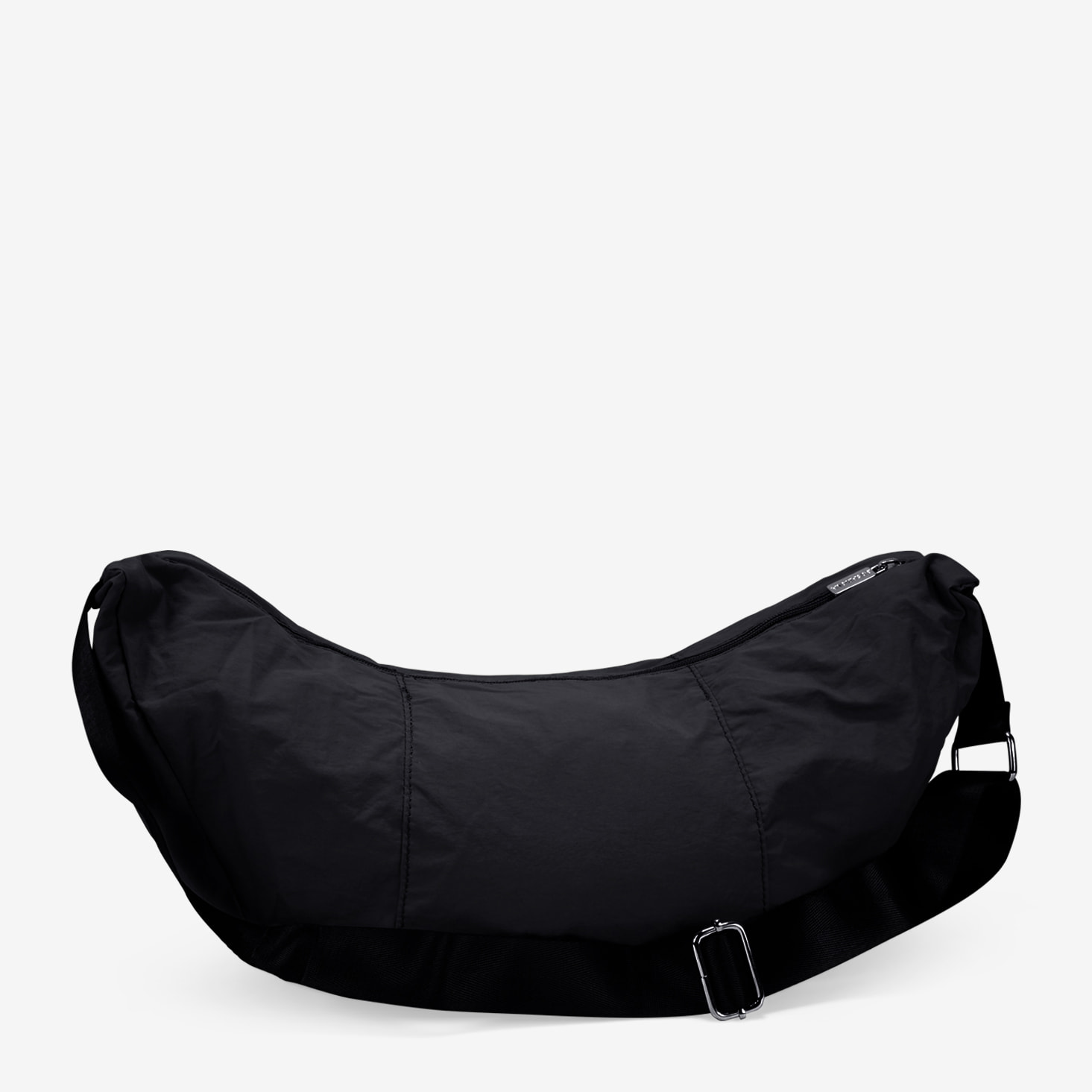 Bolso bandolera negro redondeado con cremallera