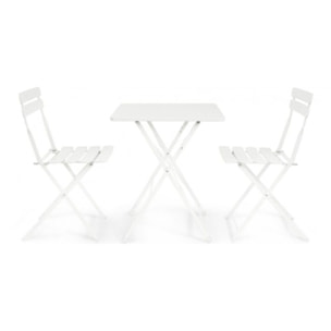 Set di 2 sedie YASMIN in acciaio bianco, pieghevole