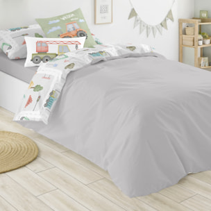 Cool Kids - Funda Nórdica Estampada - Infantil - Cierre Solapa - 100% Algodón - Incluye 1 Funda de Almohada - Road