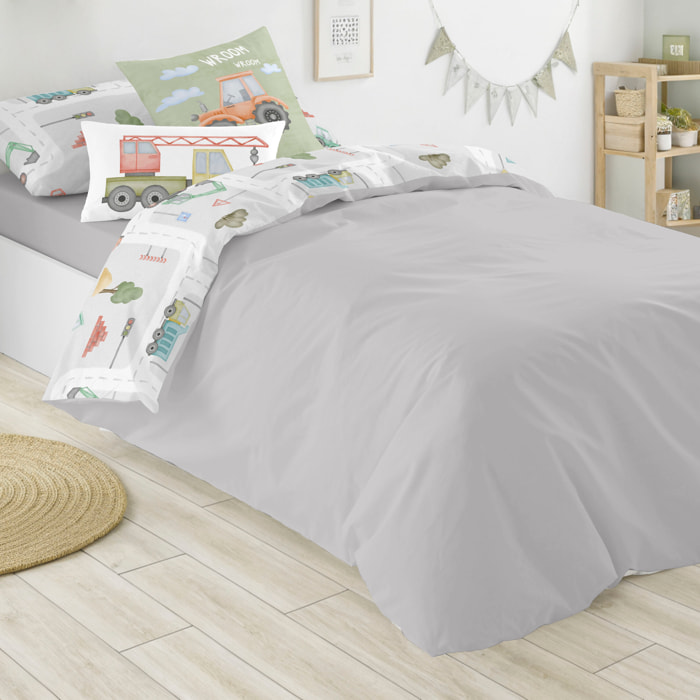Cool Kids - Funda Nórdica Estampada - Infantil - Cierre Solapa - 100% Algodón - Incluye 1 Funda de Almohada - Road