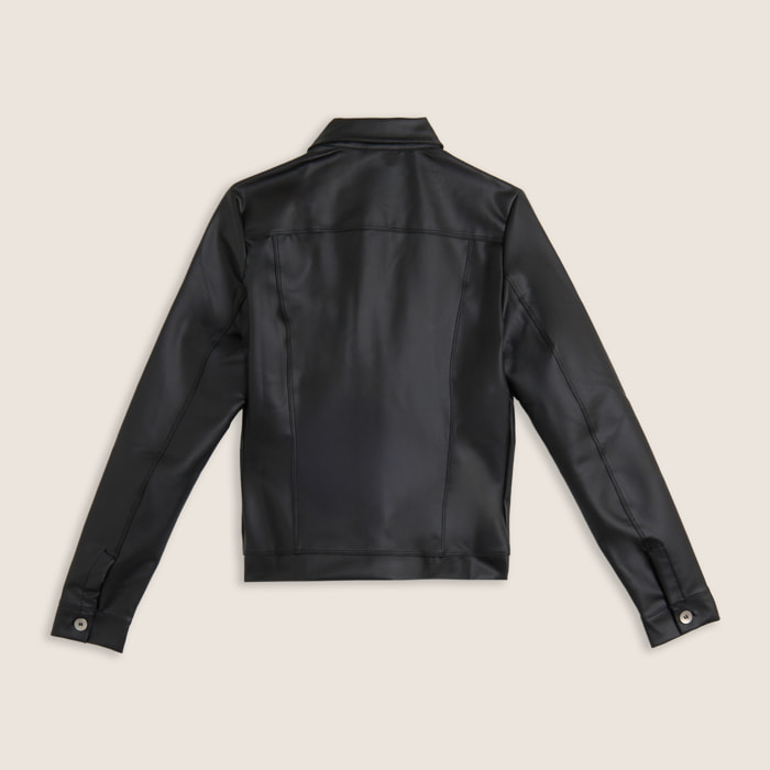 Giacca trucker in similpelle con taglio corto