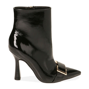 Ankle boots neri in naplack, tacco 10 cm