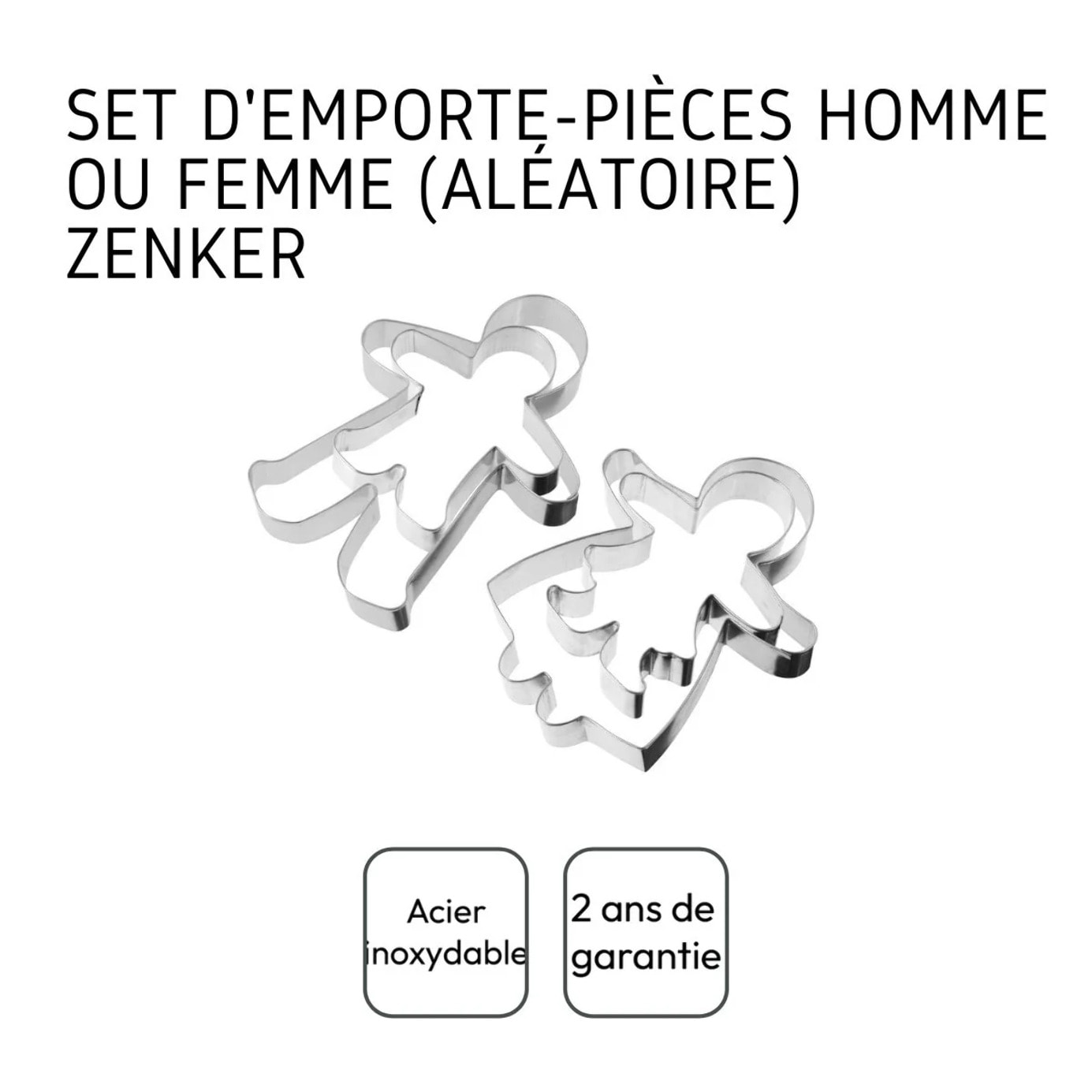 Lot de 2 emporte-pièces bonhomme en pain d'épices forme aléatoire Zenker Emporte-pièces