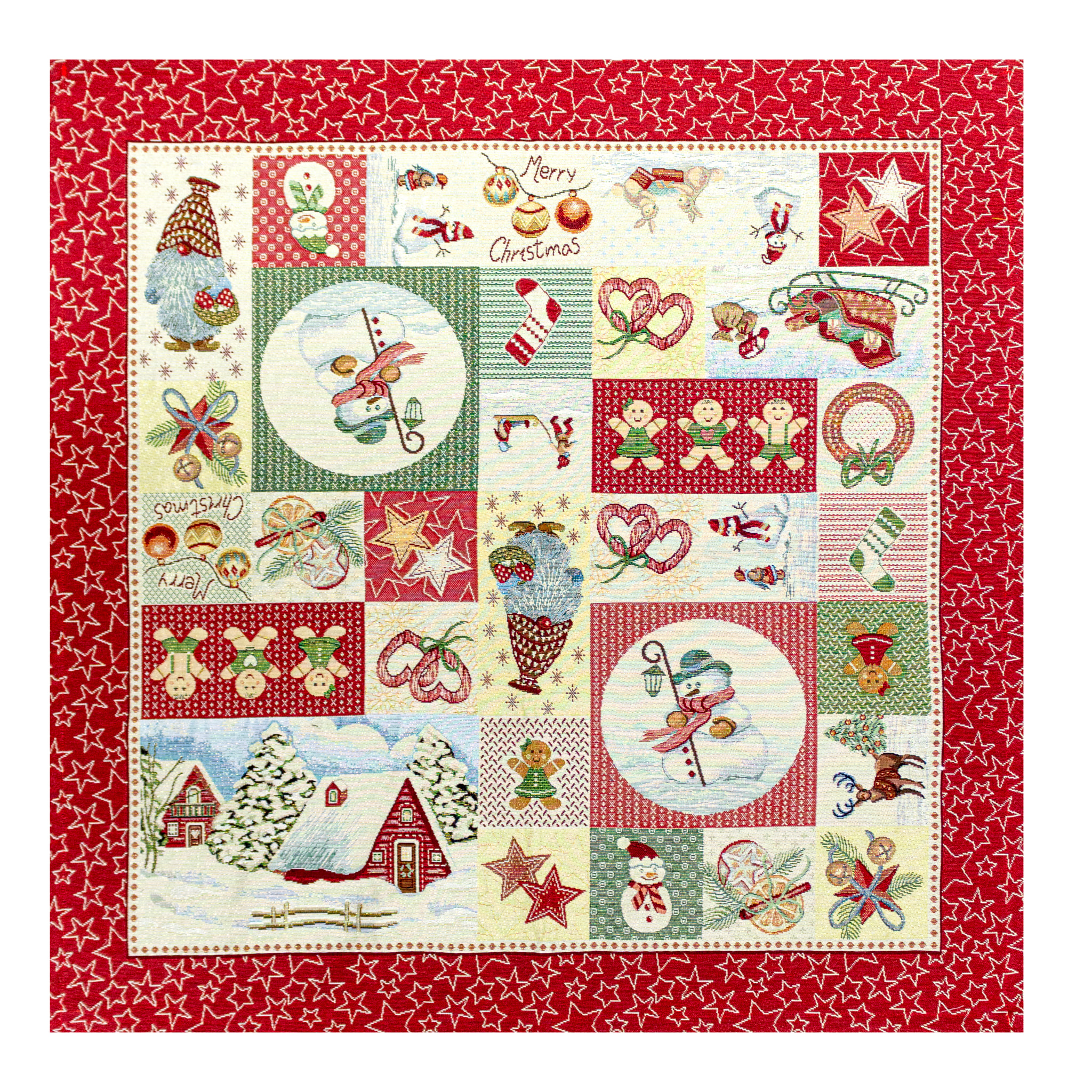 CENTROTAVOLA NATALIZIO JACQUARD DISEGNO CHRISTMAS PATCHWORK