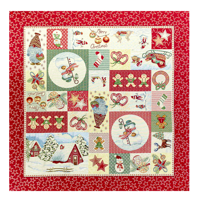 CENTROTAVOLA NATALIZIO JACQUARD DISEGNO CHRISTMAS PATCHWORK