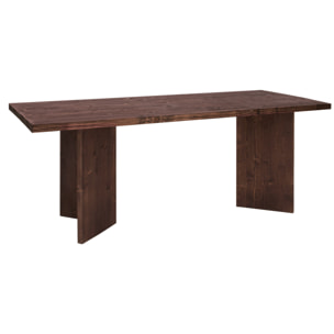 Table de salle à manger en bois massif en ton noyer en différentes tailles