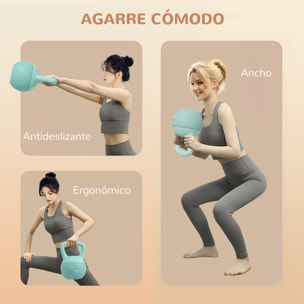 Pesa Rusa 8 kg, Soft Kettlebell Relleno de Arena Metálica y Mango Antideslizante, para Entrenamiento Culturismo en Casa, Gimnasio, Verde Menta y Gris