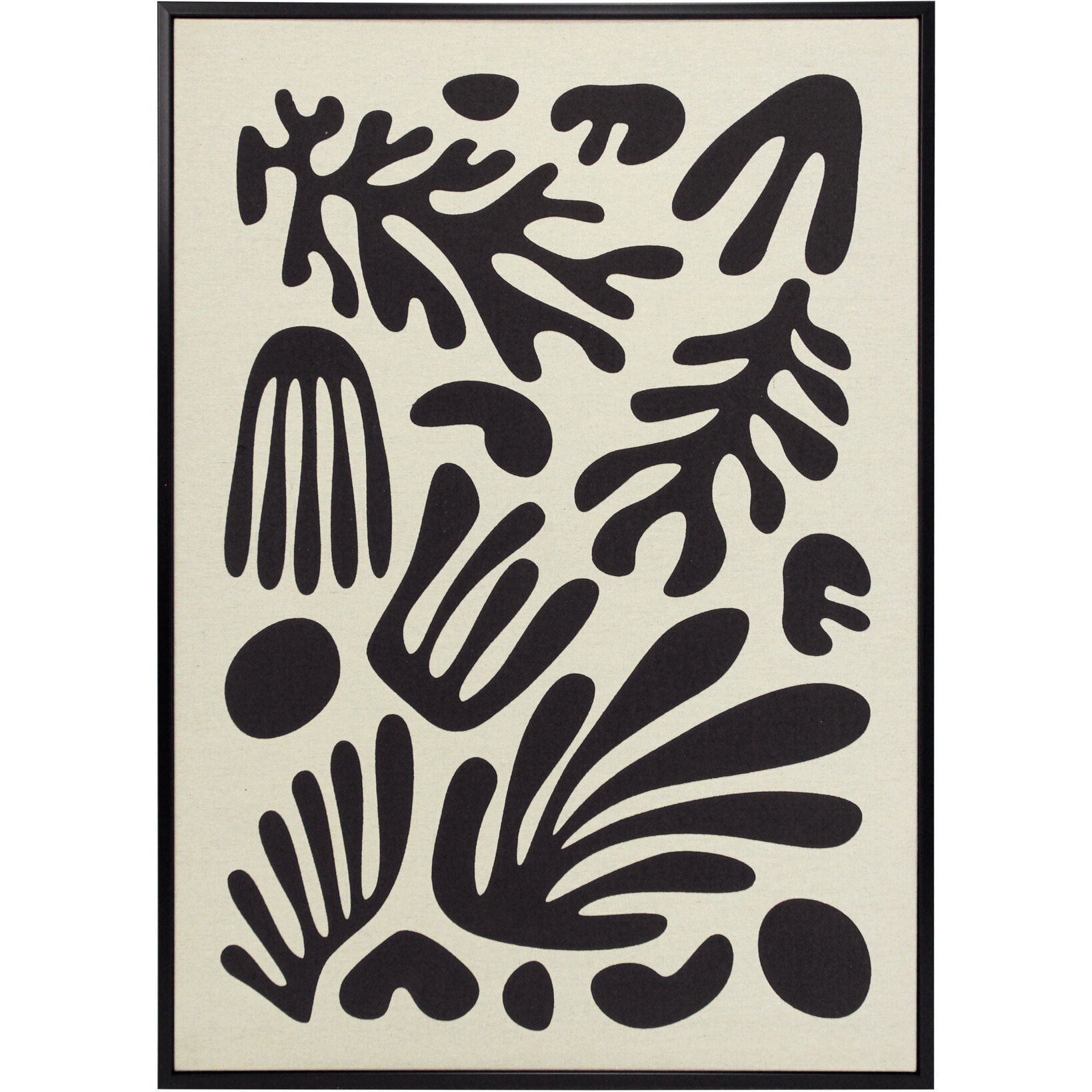 Cuadro Linen lino impresión 3D abstracto beige-negro 72x52x4 cm