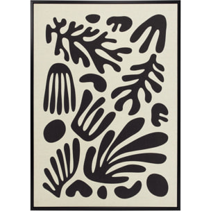 Cuadro Linen lino impresión 3D abstracto beige-negro 72x52x4 cm