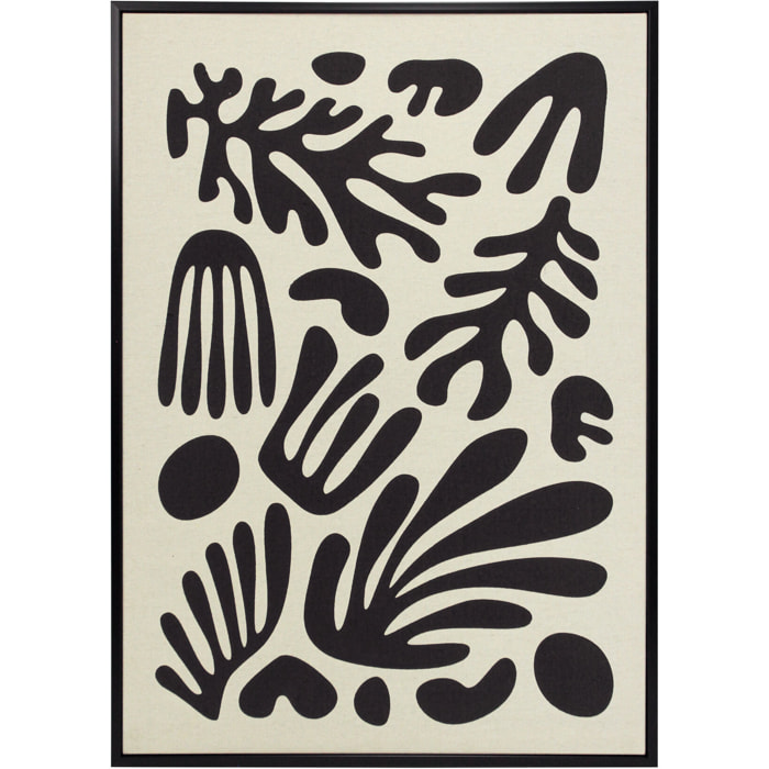 Cuadro Linen lino impresión 3D abstracto beige-negro 72x52x4 cm