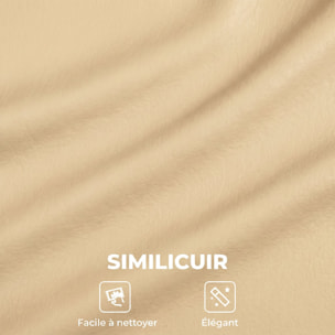 Fauteuil relax inclinable pivotant avec repose-pied piètement bois clair synthétique beige