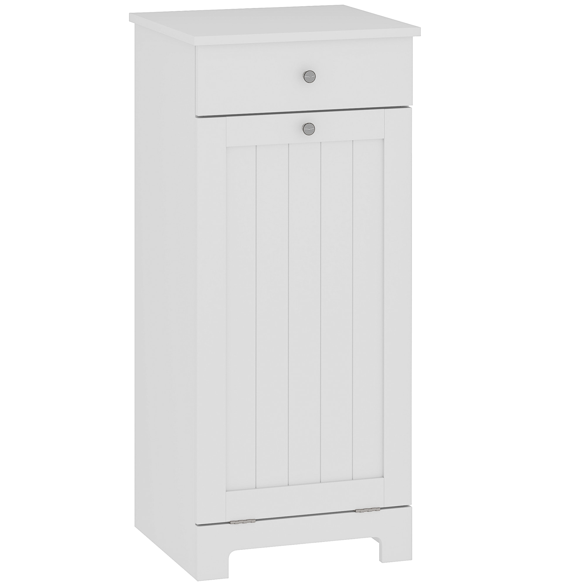 Armario de Baño con Cesto Ropa Sucia Abatible, Mueble Ropa Sucia con Bolsa de Tela Plegable y Cajón, Ideal para Lavandería, Blanco, 40x38x90 cm