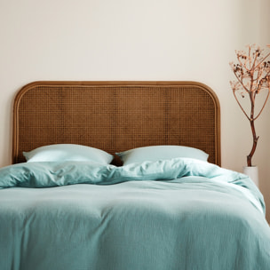 Tête de lit vintage rotin foncé et cannage SUMATRA