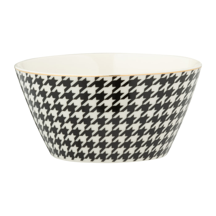 J-Line plat Pied-De-Poule - porcelaine - blanc/noir - boîte de 2