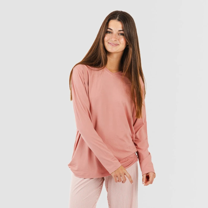 Pigiama lungo da donna con striscia aliena