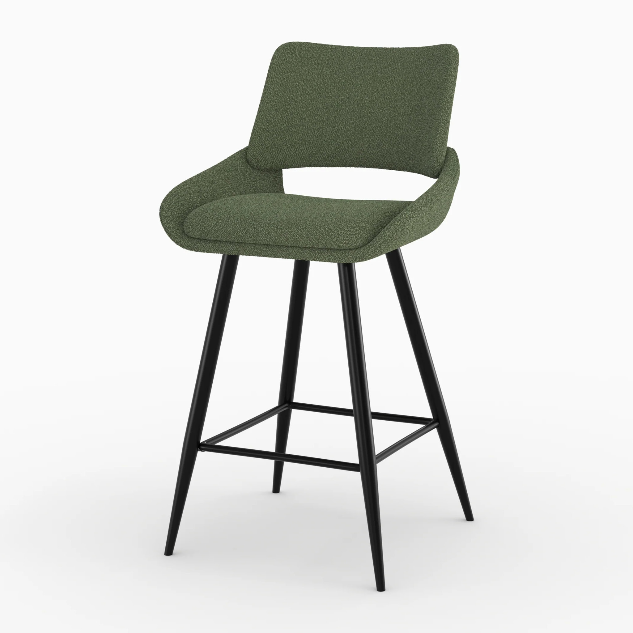 Lot de 2 chaises pour îlot central en tissu bouclé vert kaki 66 cm - Alfy