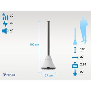 Ventilateur tour 100 ultra-silencieux avec 8 vitesses
