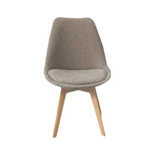 Lot de 4 chaises scandinaves revêtement bouclette texturée taupe. pieds bois de hêtre - Nils