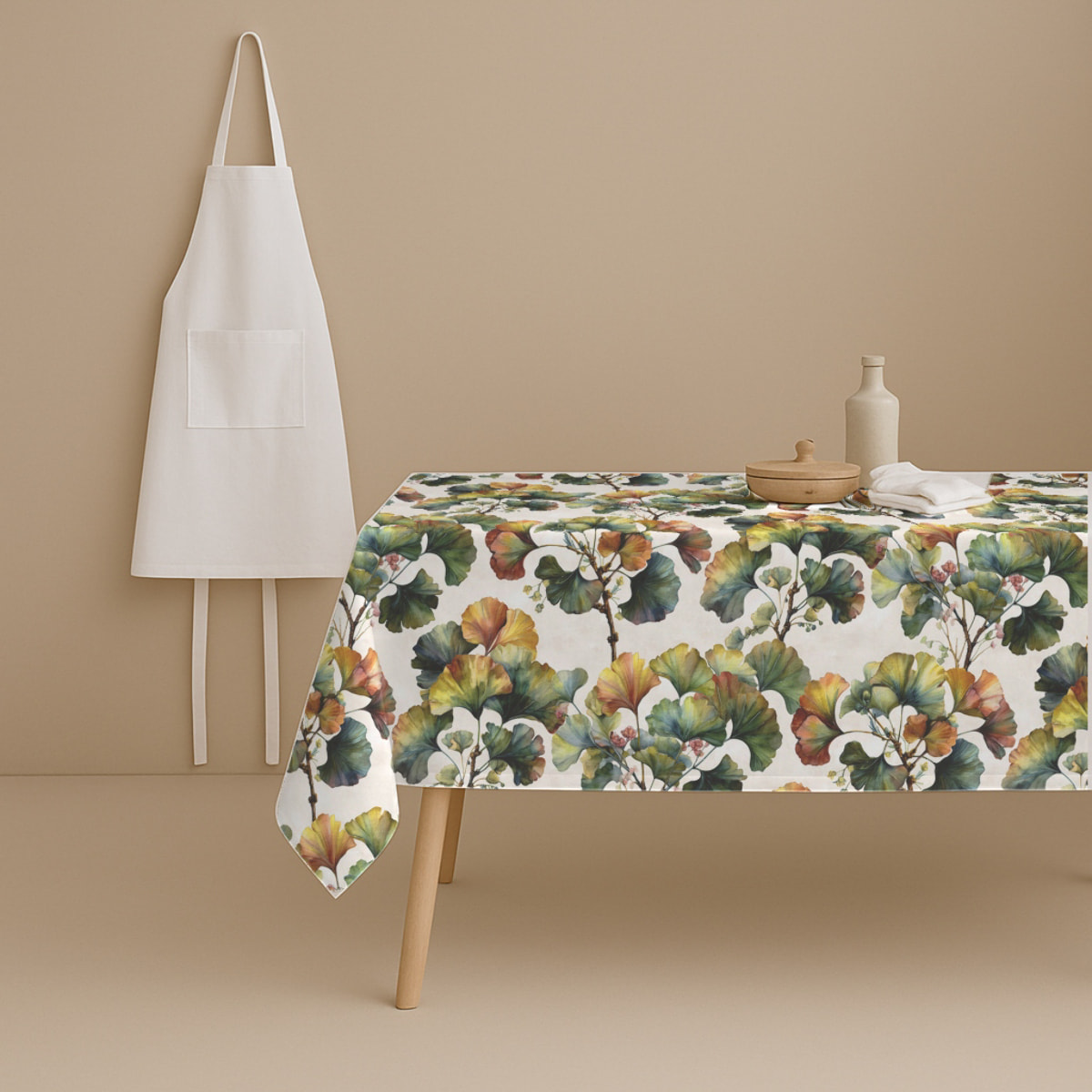 Naturals - Mantel de Tela Estampado - Antimanchas - 100% Algodón - Half panamá - Brunei Beige