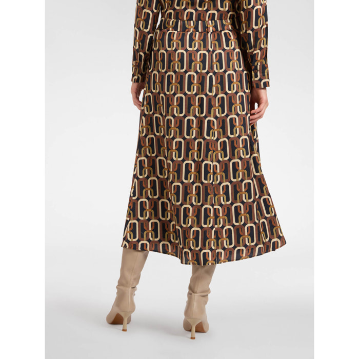 Elena Mirò - Falda midi estampada - Marrón