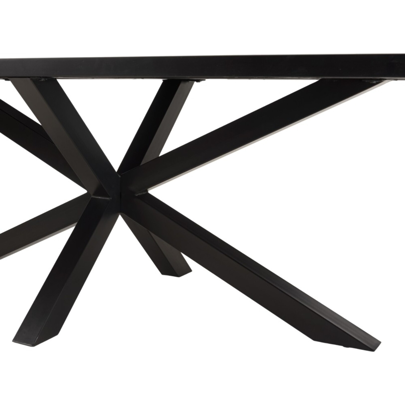 BASILE - Table à manger 220x100cm plateau noir effet pierre