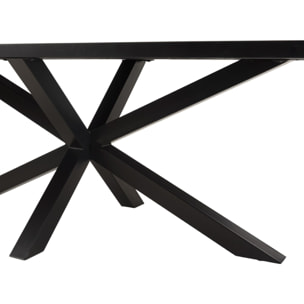 BASILE - Table à manger 220x100cm plateau noir effet pierre