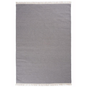 tapis salon 140x200 fait main en laine gris rectangle motif uni RAINBOW