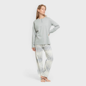 Pijama largo algodón Lalita Agua Marina
