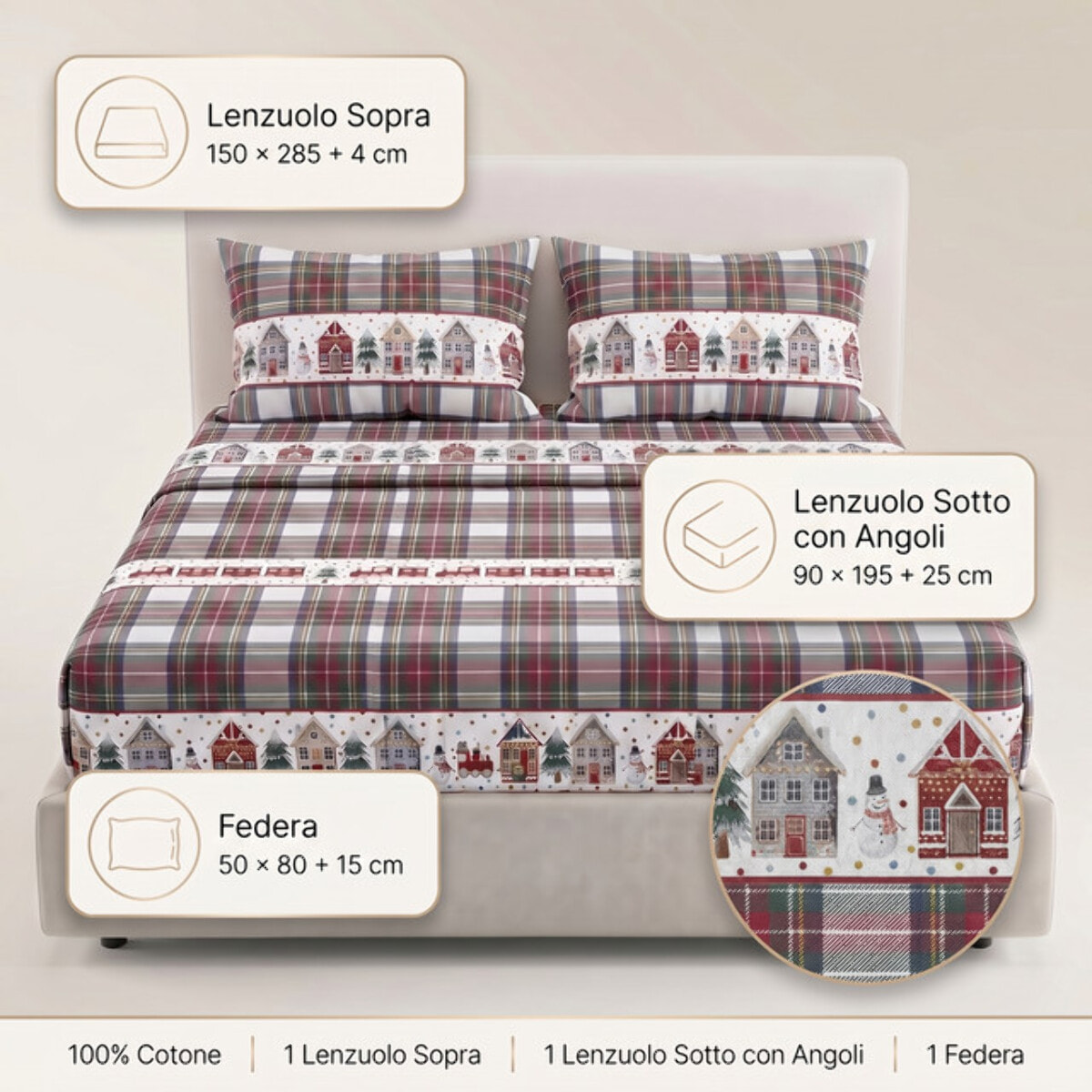 Completo lenzuola in cotone - CASETTE