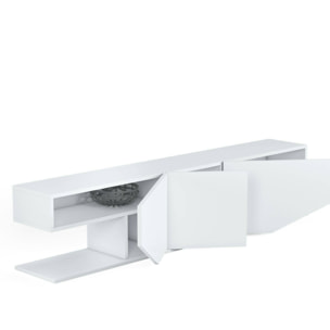 Mobile porta TV Dababaca, Credenza da soggiorno, Armadio basso per TV, Base parete attrezzata, 180x30h40 cm, Bianco