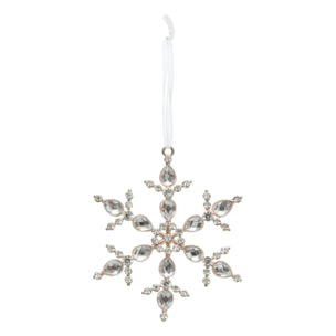 Décoration de sapin en métal flocon strass 12cm