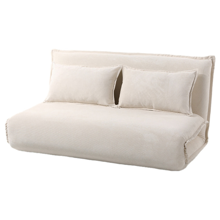 Candice - Banquette 2 places convertible clic-clac en velours côtelé - Beige