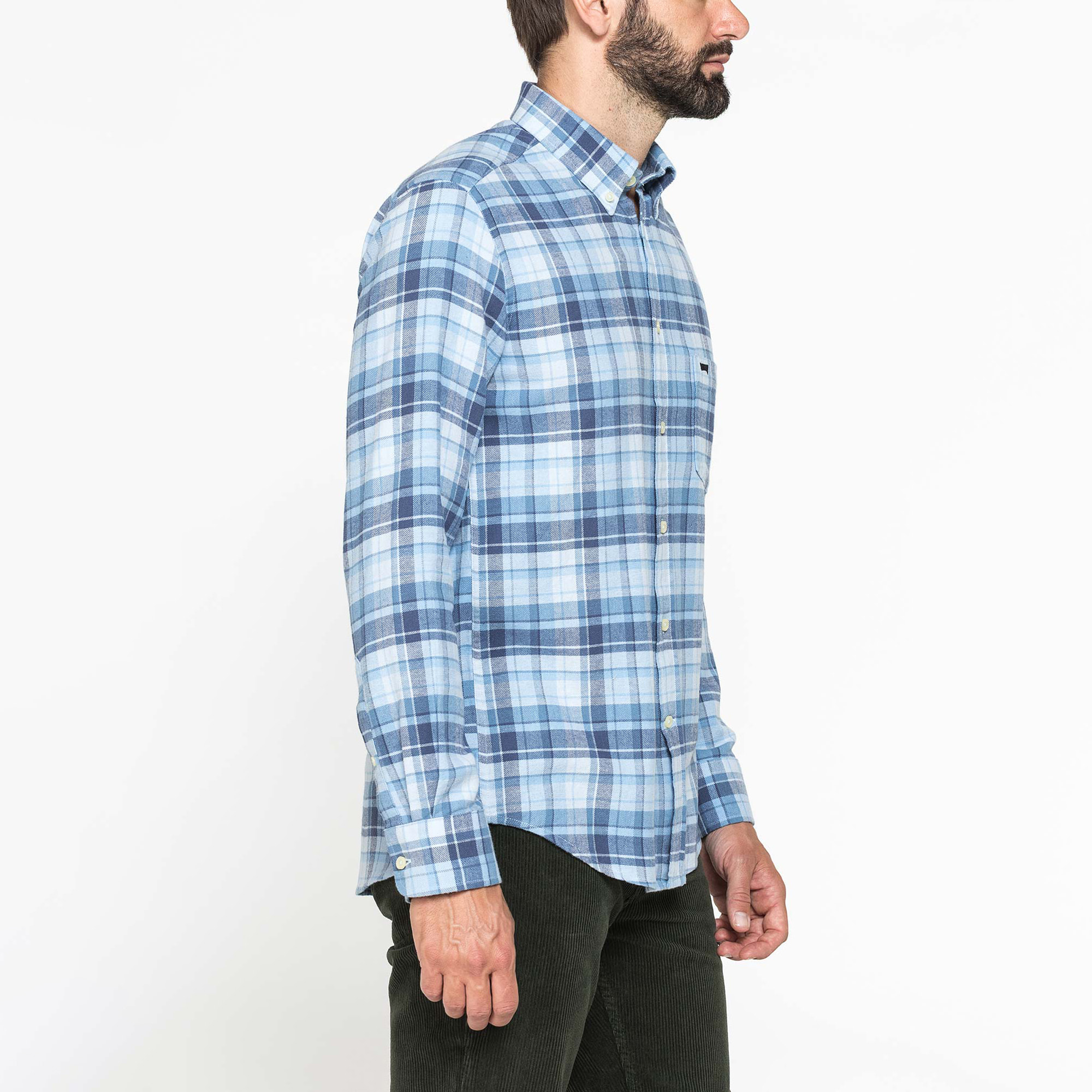 CAMICIA FANTASIA TINTO FILO IN FLANELLA LEGGERA