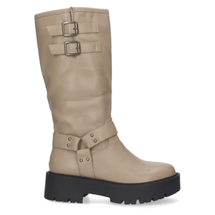 Bota Motera con Tacón Bajo y Plataforma