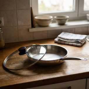 Poêle en inox et couvercle en verre Elo Profi Therm