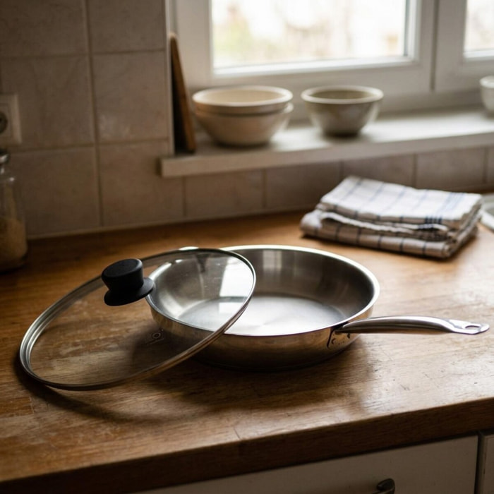 Poêle en inox et couvercle en verre Elo Profi Therm