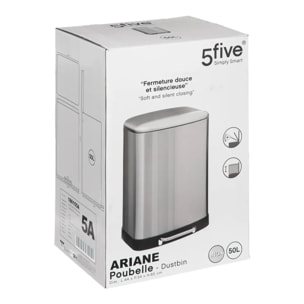 Poubelle à pédale métal 50L "Ariane" inox