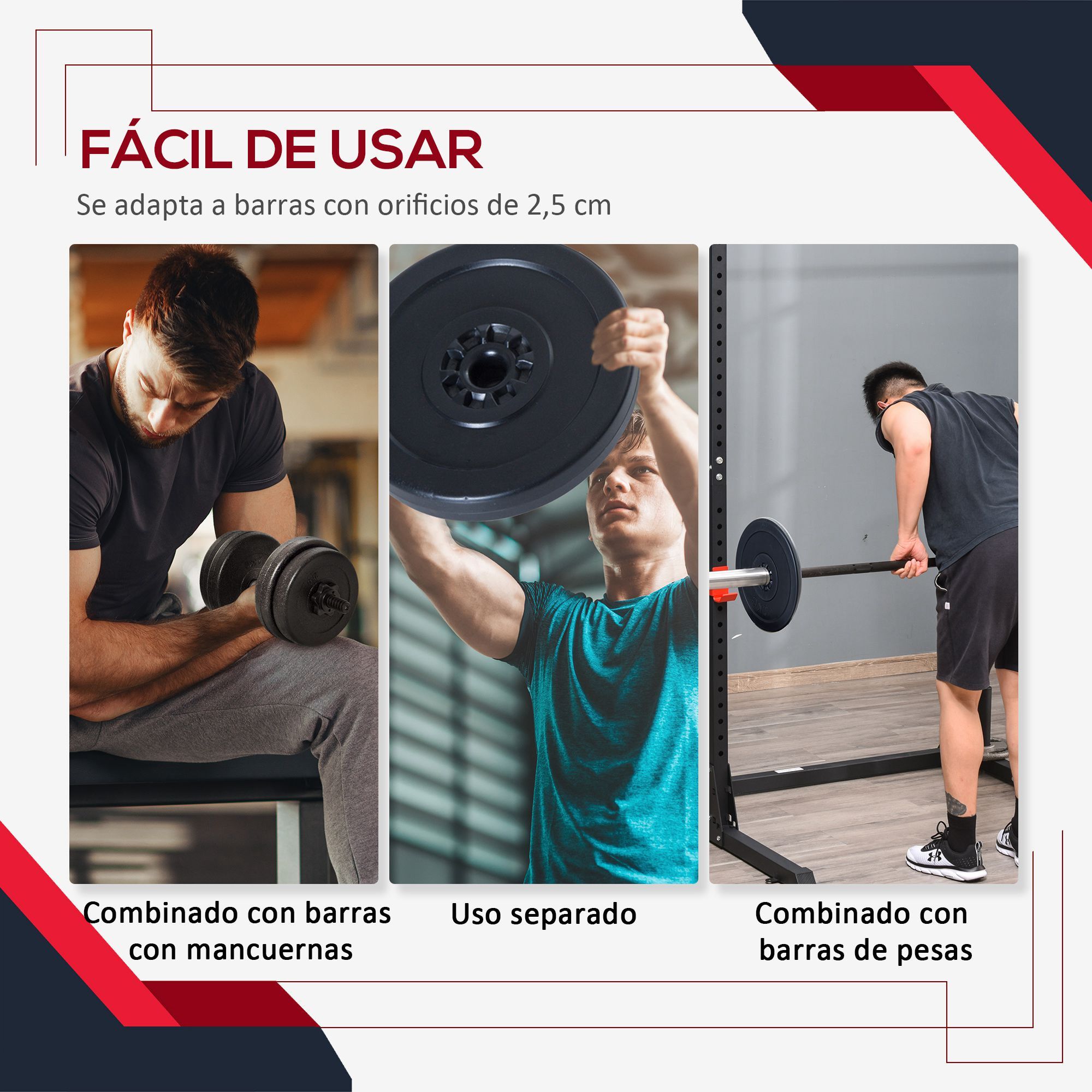 Juego de 4 Discos de Pesas 5 kg 10 kg con Agujero de Ø25 mm para Entrenamiento