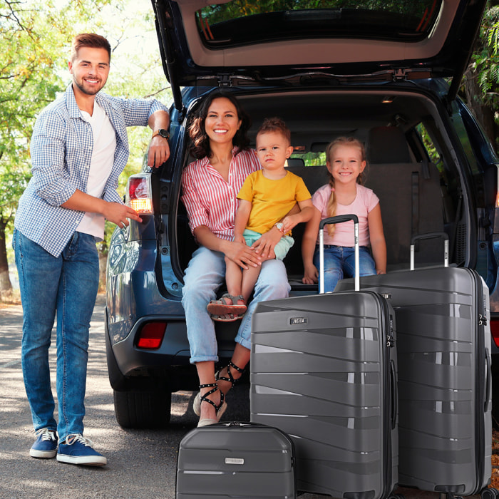 Juego De Maletas Rígidas Pp Jaslen Stuttgart Marron Metalizado