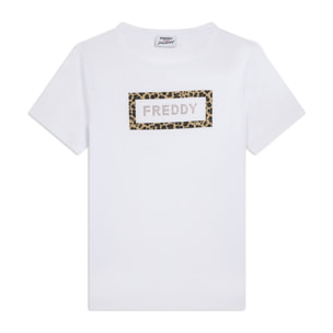 T-shirt Manica Corta con Grafica Animalier e Logo FREDDY