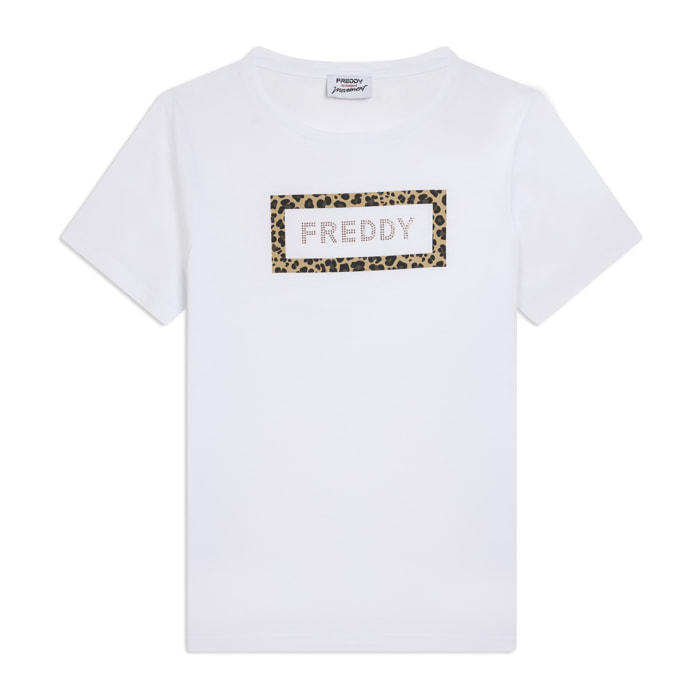 T-shirt Manica Corta con Grafica Animalier e Logo FREDDY