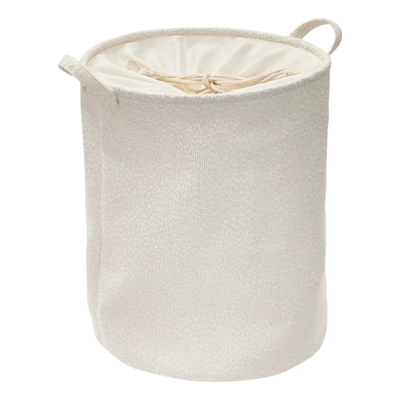 Panier à linge bouclette rond pliable 56L blanc