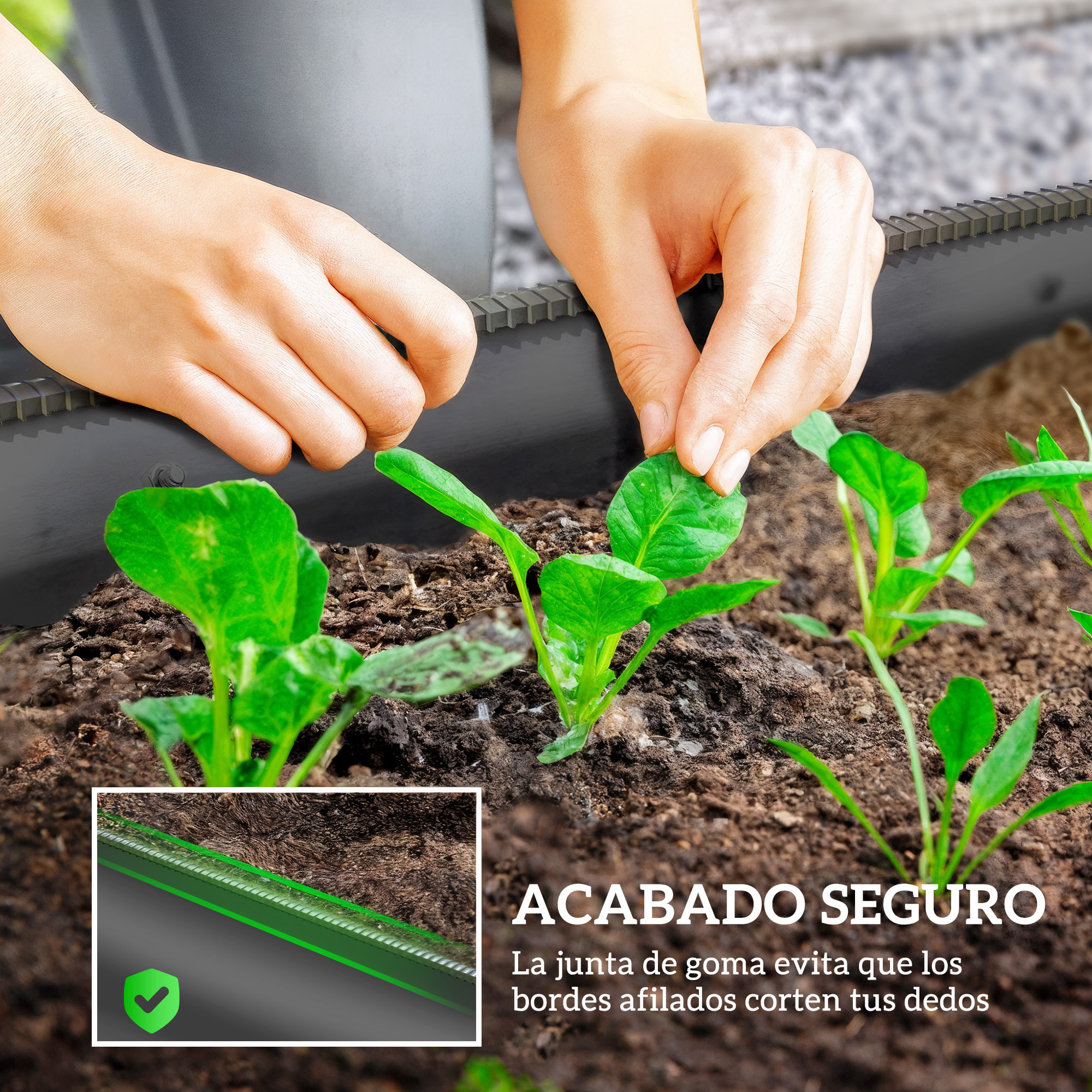 Jardinera Exterior Grande de Acero Galvanizado, Huerto Urbano para Cultivar Plantas, Macetero Exterior con Bordes de Seguridad, Fácil Montaje, Resistente a la Intemperie, 150x62x30 cm, Gris