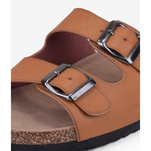 Sandalias planas marrones con hebillas