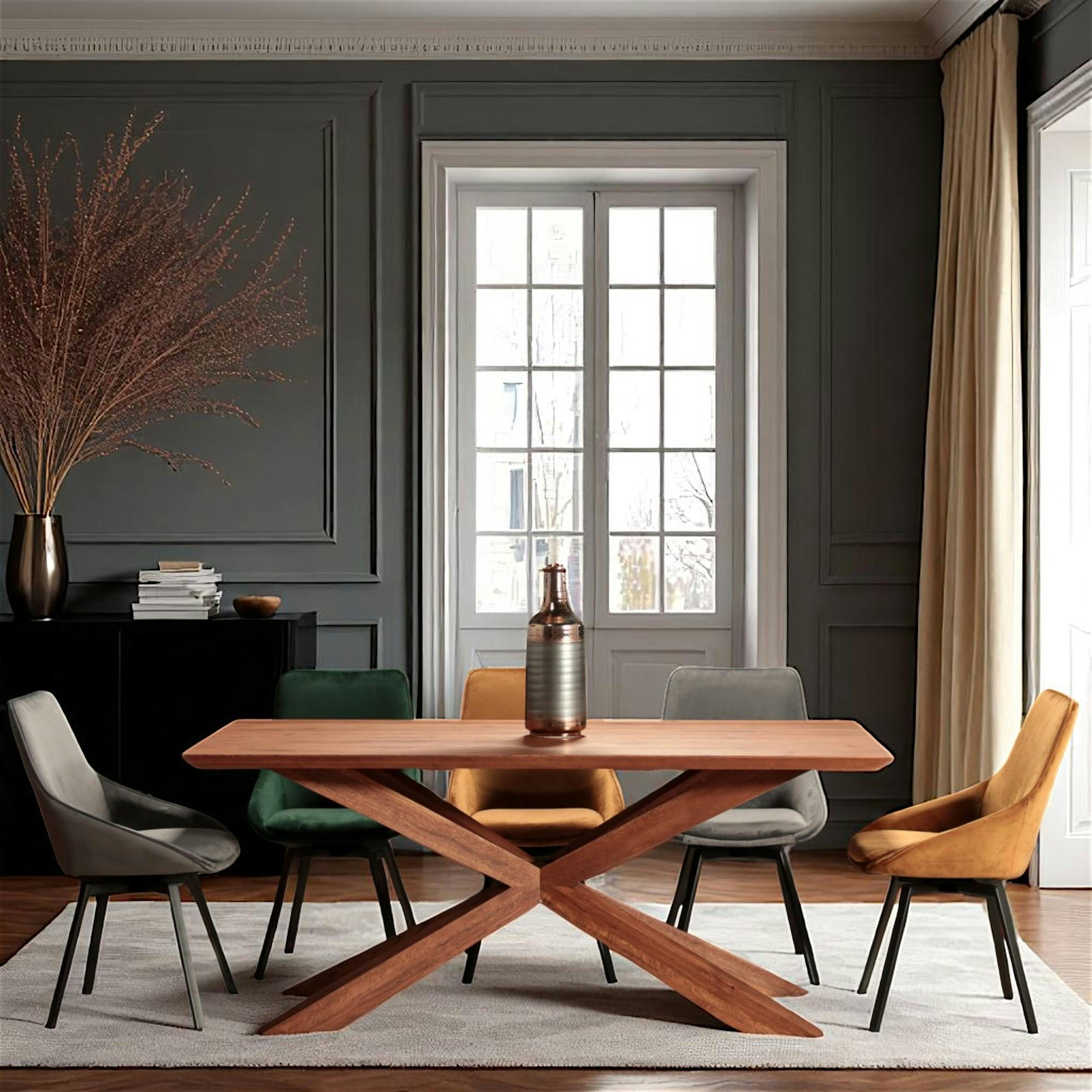 Table en chêne 180 cm pied mikado OKA