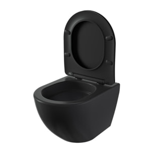 Fusion WC suspendu avec abattant SoftClose et fixations invisibles, rinçage Vortex, noir mat (SATFUS010RTORPBKM)