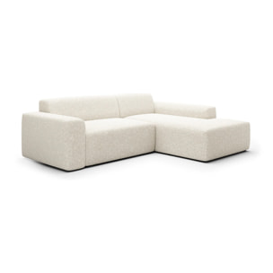 CALYS - Canapé d'angle droit 4 places en tissu bouclette écrue