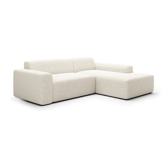 CALYS - Canapé d'angle droit 4 places en tissu bouclette écrue